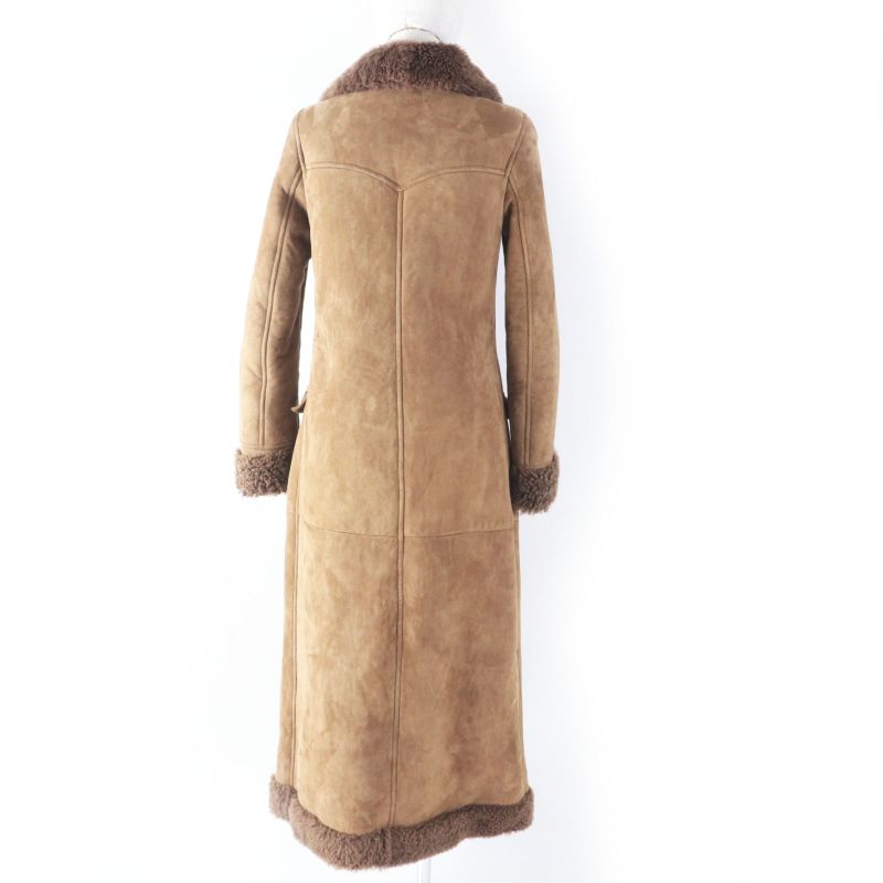 Saint Laurent Paris 442509 Super Long Mouton Coat Brown 36 Ladies