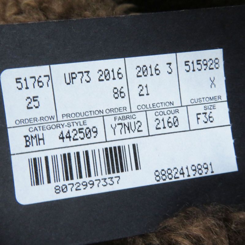 Saint Laurent Paris 442509 Super Long Mouton Coat Brown 36 Ladies