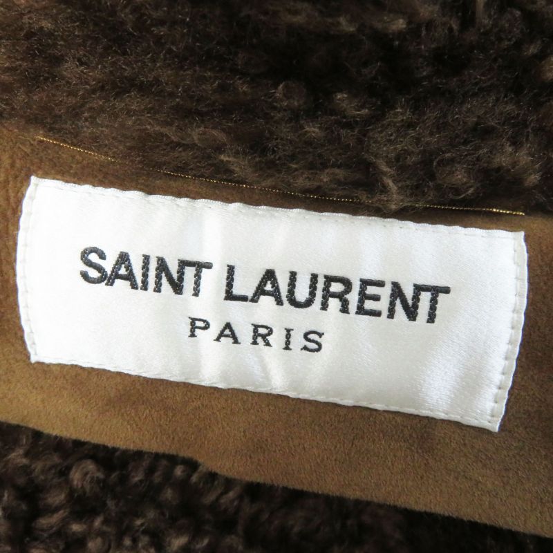 Saint Laurent Paris 442509 Super Long Mouton Coat Brown 36 Ladies