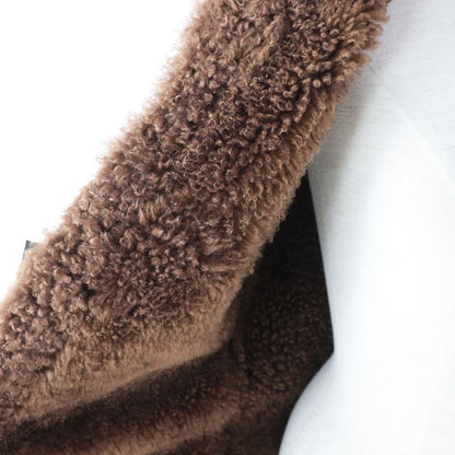 Saint Laurent Paris 442509 Super Long Mouton Coat Brown 36 Ladies