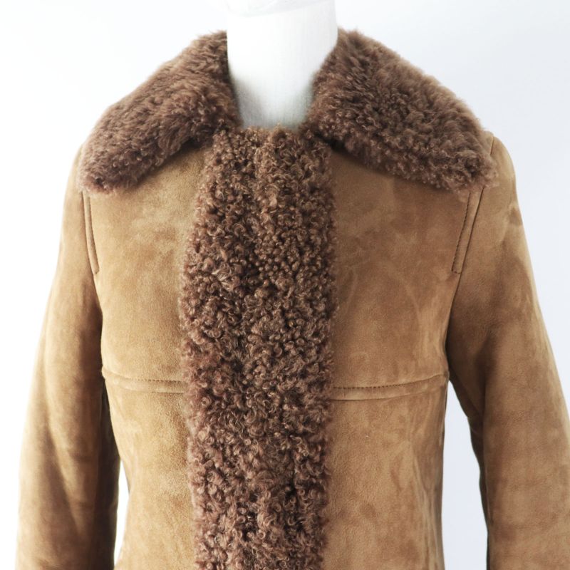 Saint Laurent Paris 442509 Super Long Mouton Coat Brown 36 Ladies