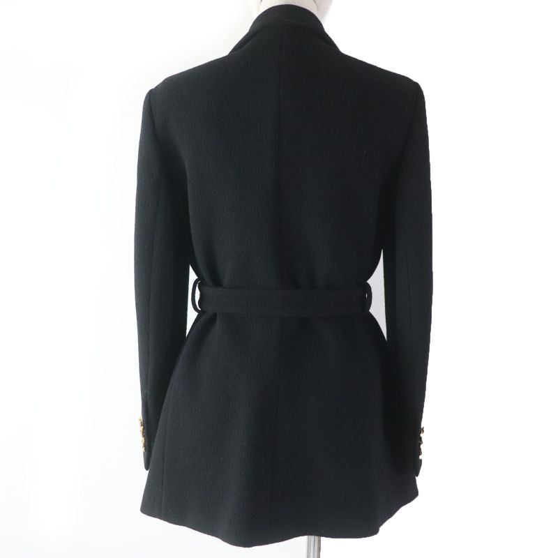 Gucci 20AW 619253 GG Button Belted Jacket Black 42 Ladies