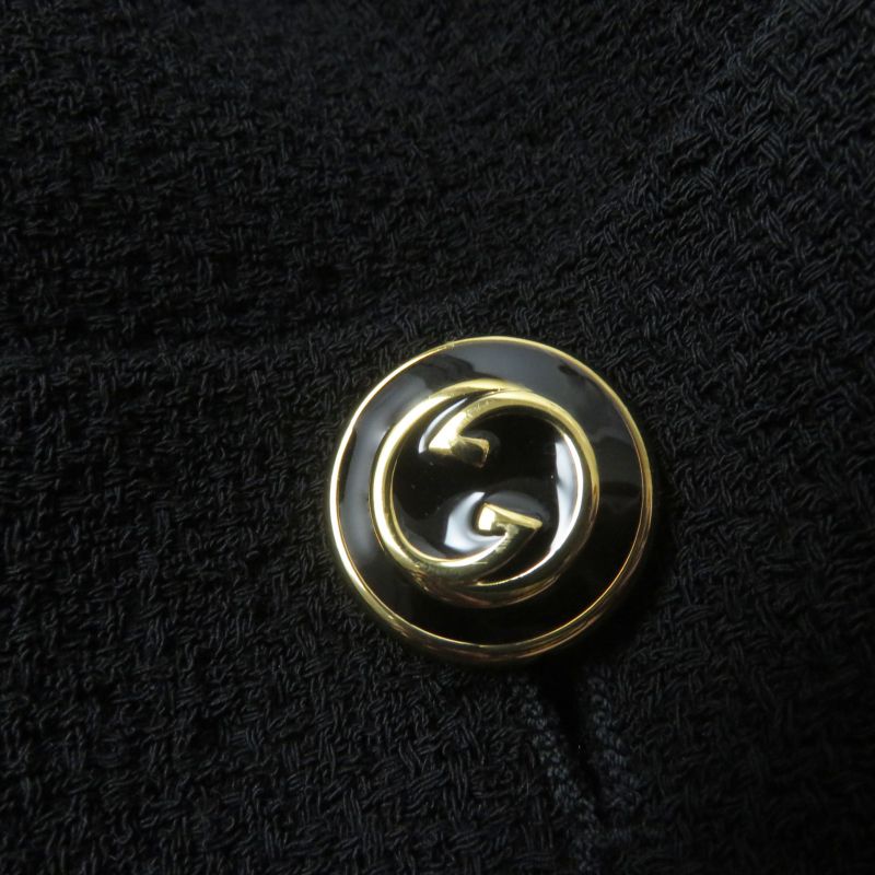 Gucci 20AW 619253 GG Button Belted Jacket Black 42 Ladies