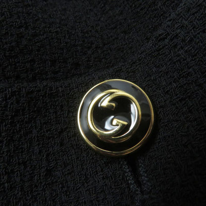 Gucci 20AW 619253 GG Button Belted Jacket Black 42 Ladies