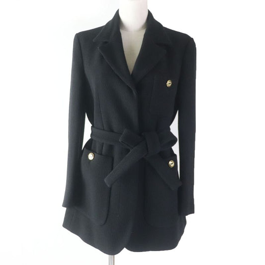 Gucci 20AW 619253 GG Button Belted Jacket Black 42 Ladies