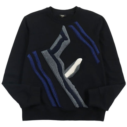 Fendi 2021 Fy0178 F Logo Crew Neck Long Sleeve Sweatshirt Black M Made In Italy