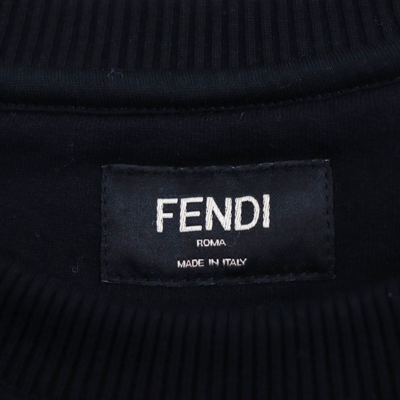 Fendi 2021 Fy0178 F Logo Crew Neck Long Sleeve Sweatshirt Black M Made In Italy
