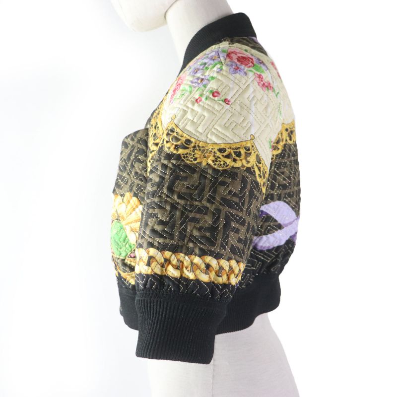 Fendace Fendi Versace 22SS Fj7258 100% Silk FF Logo Baroque Pattern Blouson