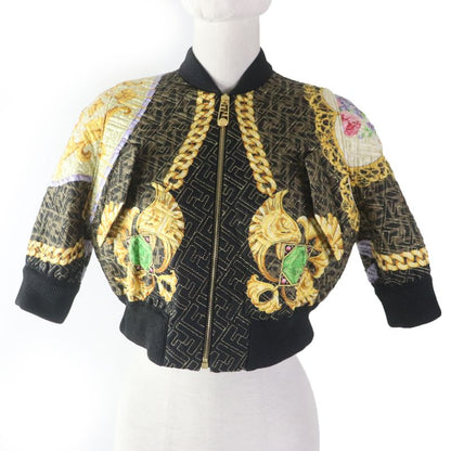 Fendace Fendi Versace 22SS Fj7258 100% Silk FF Logo Baroque Pattern Blouson