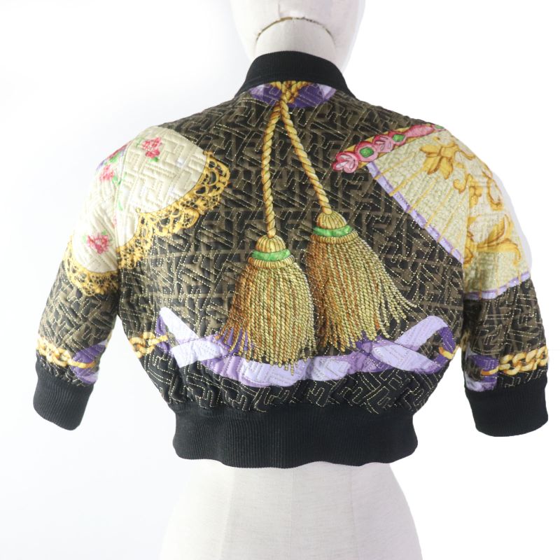 Fendace Fendi Versace 22SS Fj7258 100% Silk FF Logo Baroque Pattern Blouson