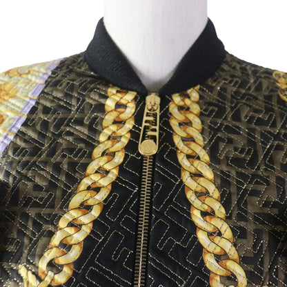 Fendace Fendi Versace 22SS Fj7258 100% Silk FF Logo Baroque Pattern Blouson