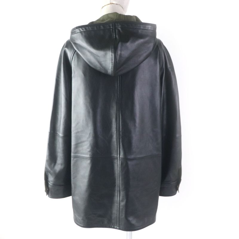 Celine 23AW 2d493151t Pronge Lambskin Oversized Hoodie Black 34 Made In Italy