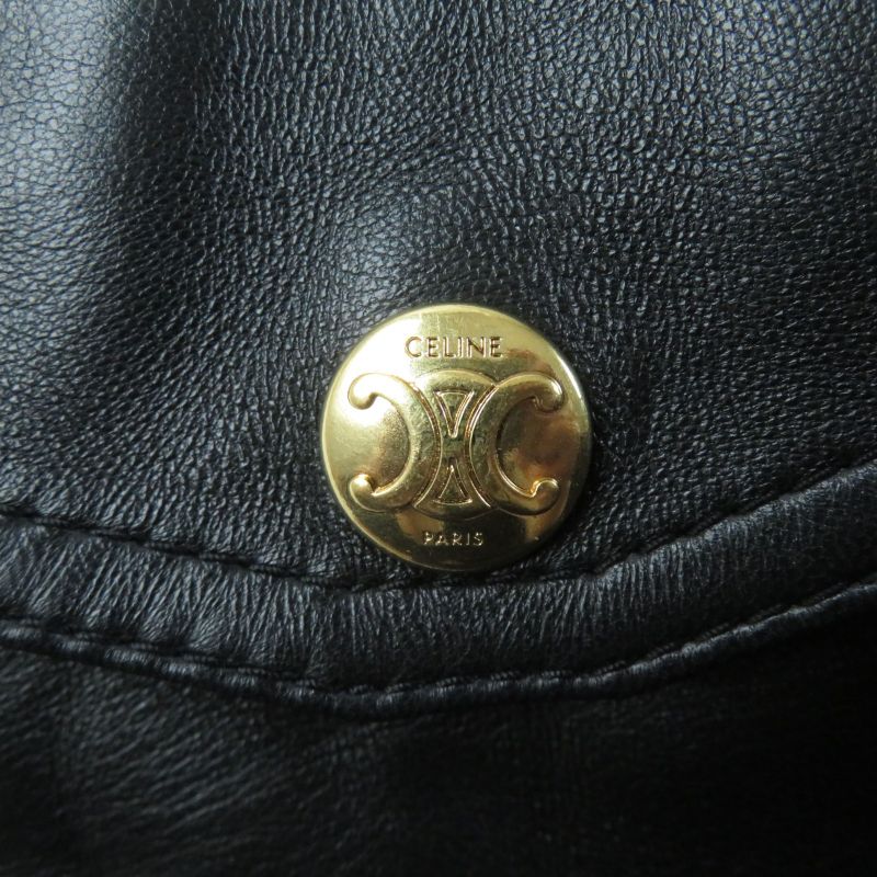 Celine 23AW 2d493151t Pronge Lambskin Oversized Hoodie Black 34 Made In Italy