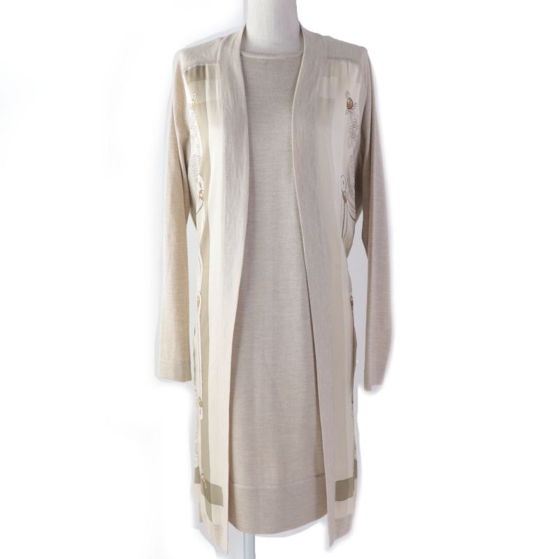 Hermes 2020 Napoleon Silk Cashmere Twill Laine Long Cardigan And Dress Ensemble