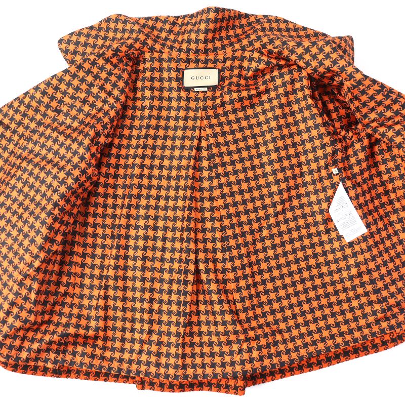 Gucci 674323 100% Silk Lining With GG Buttons Staggered Pattern Hand-tufted