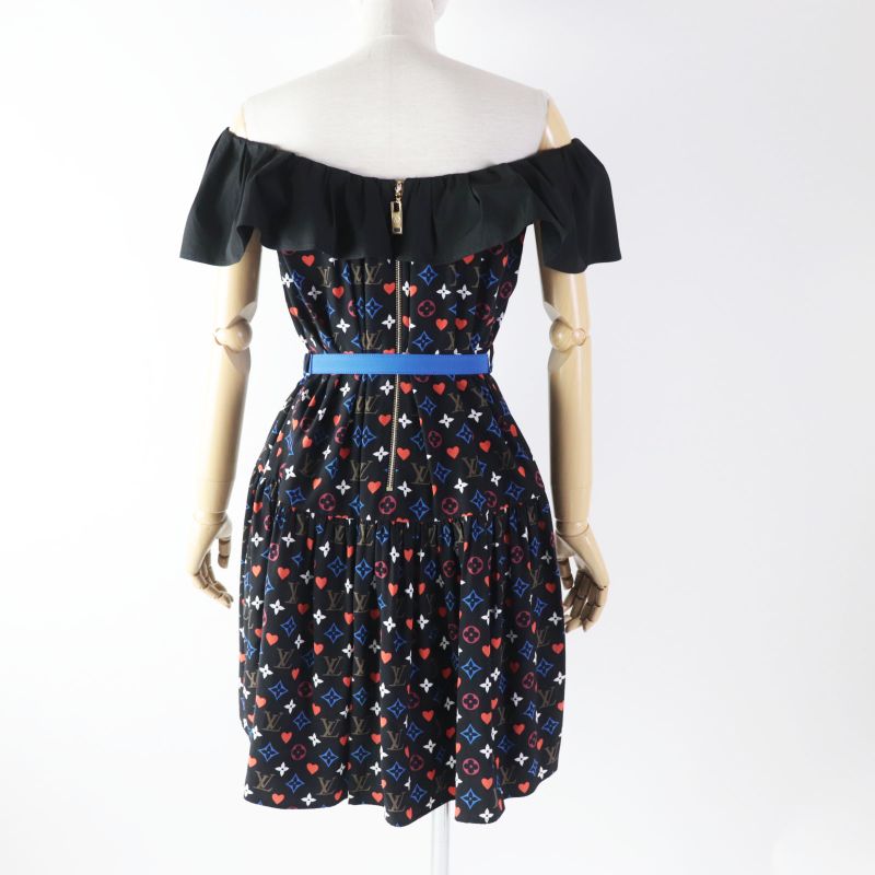 Louis Vuitton 2021 Fkdr51 Game On Ruffle Scoopneck Babydoll Dress 100% Silk