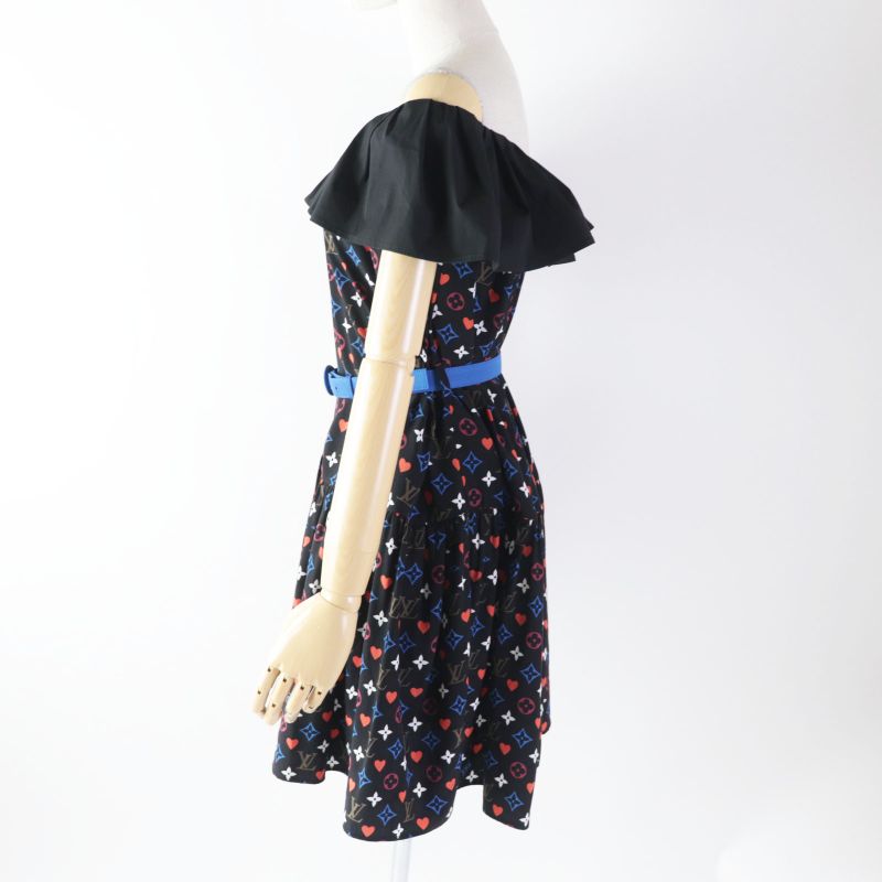 Louis Vuitton 2021 Fkdr51 Game On Ruffle Scoopneck Babydoll Dress 100% Silk