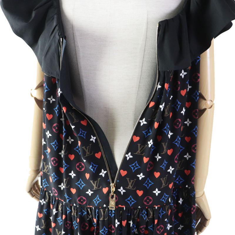 Louis Vuitton 2021 Fkdr51 Game On Ruffle Scoopneck Babydoll Dress 100% Silk