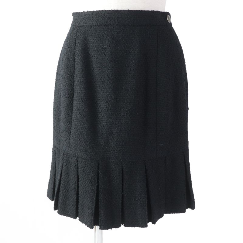 CHANEL 97A P09679 Zip Jacket With Coco Mark And Pleated Skirt Tweed Set-up