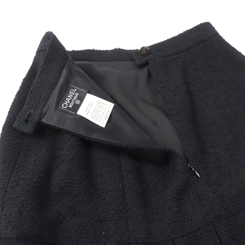 CHANEL 97A P09679 Zip Jacket With Coco Mark And Pleated Skirt Tweed Set-up