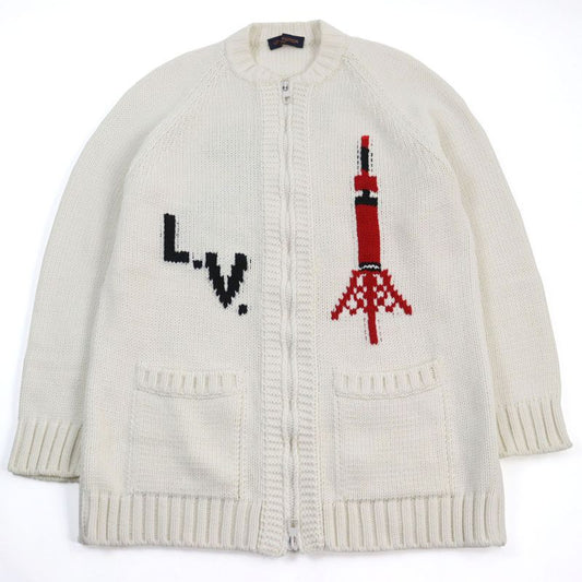Louis Vuitton 19AW Hhn15w Baseball Zip-up Knit Long Cardigan 100% Wool LV Logo