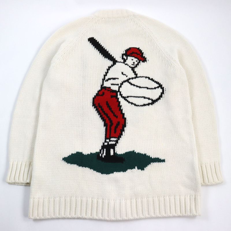 Louis Vuitton 19AW Hhn15w Baseball Zip-up Knit Long Cardigan 100% Wool LV Logo