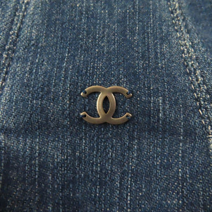 CHANEL Vintage 07C P30000 Halter Neck Pleated Denim Dress With Coco Hardware