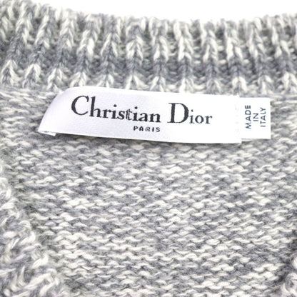  Christian DIOR 21AW 054s01am303 Wool Cashmere Back Logo V-neck Knit Grey 38