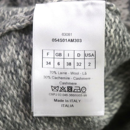  Christian DIOR 21AW 054s01am303 Wool Cashmere Back Logo V-neck Knit Grey 38