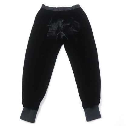 CHANEL P65297 Silk Blend Velour Pants With Coco Mark Buttons Bottoms Black 42