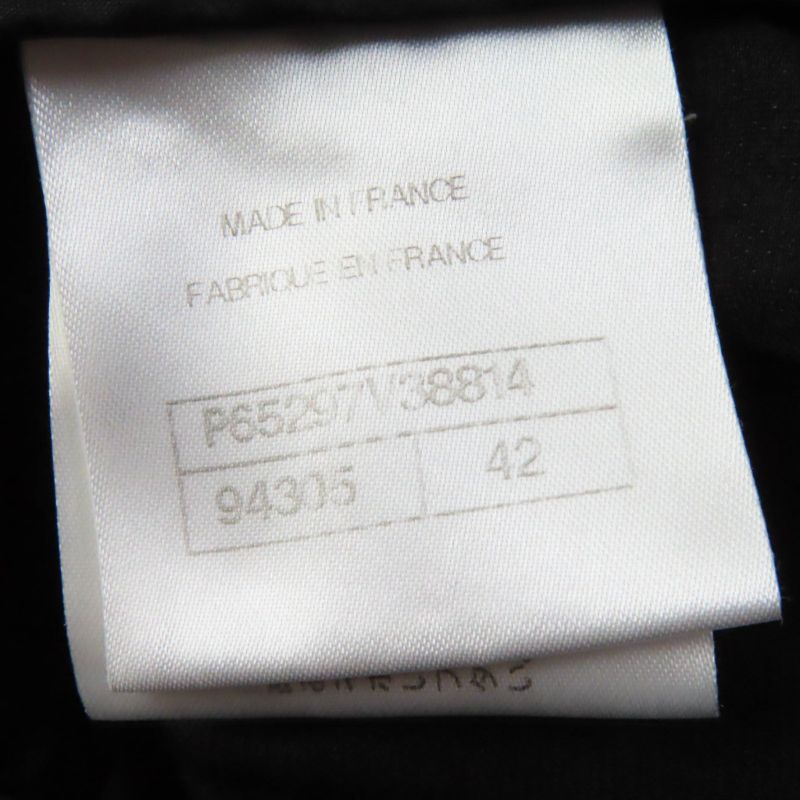 CHANEL P65297 Silk Blend Velour Pants With Coco Mark Buttons Bottoms Black 42