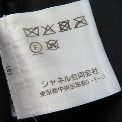 CHANEL P65297 Silk Blend Velour Pants With Coco Mark Buttons Bottoms Black 42