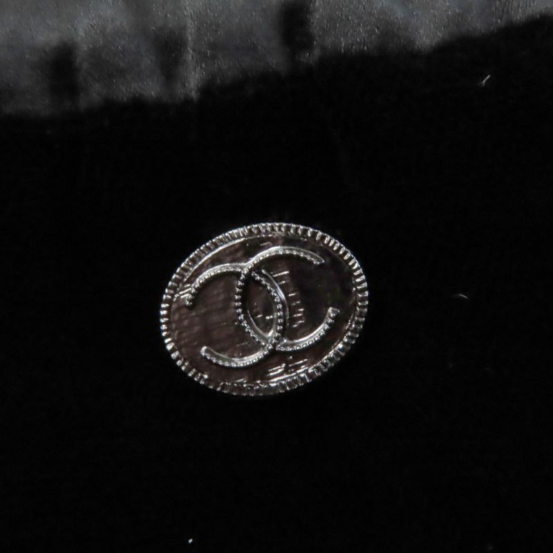 CHANEL P65297 Silk Blend Velour Pants With Coco Mark Buttons Bottoms Black 42
