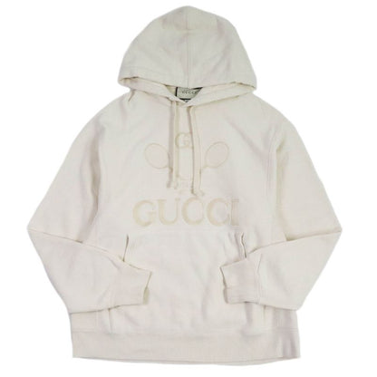 Gucci 560502 Tennis 100% Cotton Logo Embroidery Pullover Hoodie Ivory S Made