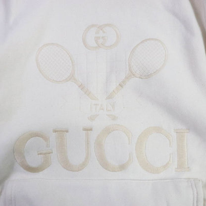 Gucci 560502 Tennis 100% Cotton Logo Embroidery Pullover Hoodie Ivory S Made