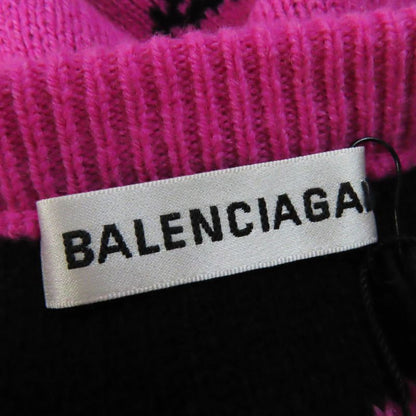 Balenciaga 510243 Virgin Wool Jacquard Logo Long Sleeve Knit Pink Black 34