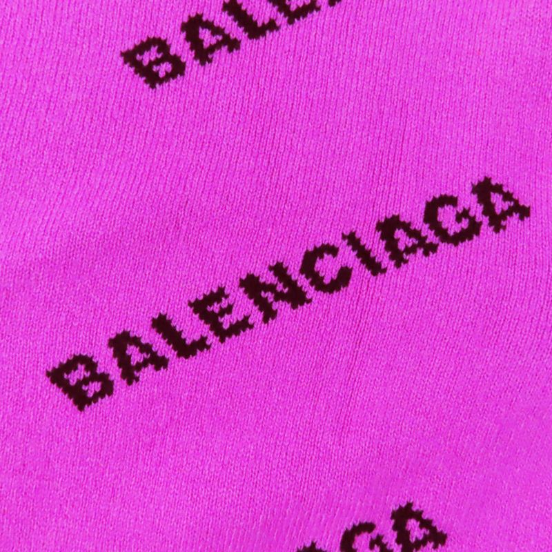 Balenciaga 510243 Virgin Wool Jacquard Logo Long Sleeve Knit Pink Black 34