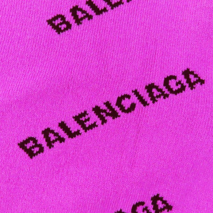 Balenciaga 510243 Virgin Wool Jacquard Logo Long Sleeve Knit Pink Black 34