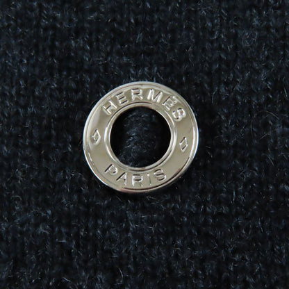 Hermes 100% Cashmere Silver Hardware V-neck Knit Dress With Serie Parts Dark