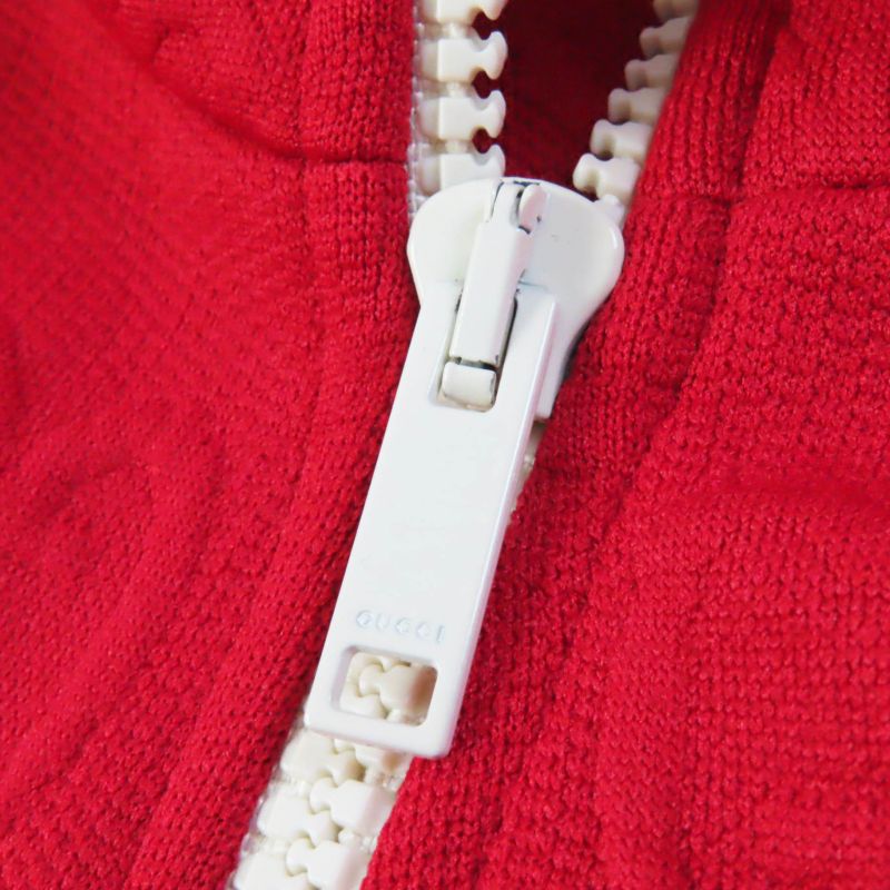Gucci 653412 Half Zip GG Pattern Long Sleeve Dress Red M With Hanger And