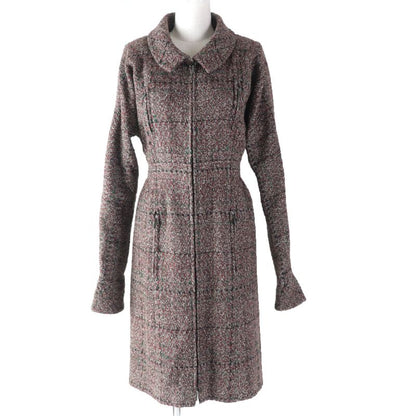 CHANEL P49823 Lined 100% Silk Zip Up Tweed Coat A-line Coat Multicolor 34 Made