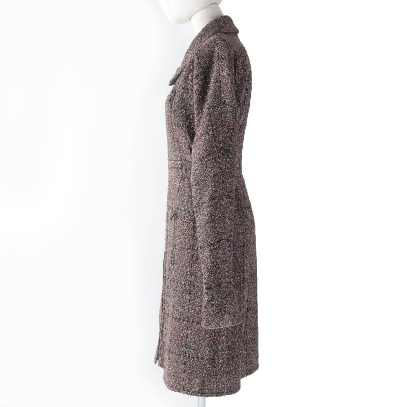 CHANEL P49823 Lined 100% Silk Zip Up Tweed Coat A-line Coat Multicolor 34 Made