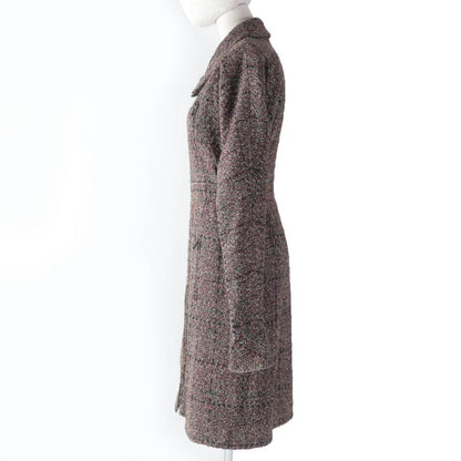 CHANEL P49823 Lined 100% Silk Zip Up Tweed Coat A-line Coat Multicolor 34 Made