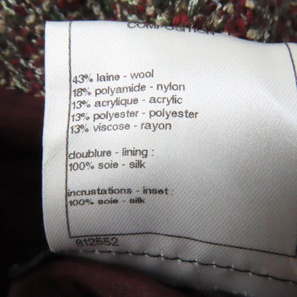 CHANEL P49823 Lined 100% Silk Zip Up Tweed Coat A-line Coat Multicolor 34 Made