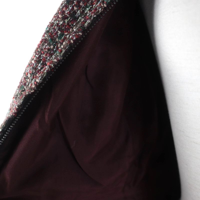 CHANEL P49823 Lined 100% Silk Zip Up Tweed Coat A-line Coat Multicolor 34 Made