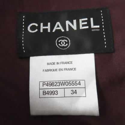 CHANEL P49823 Lined 100% Silk Zip Up Tweed Coat A-line Coat Multicolor 34 Made