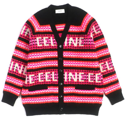 Celine 23AW 2ac22579s 100% Wool Logo Ski Jacquard Knit Oversized Logo Button