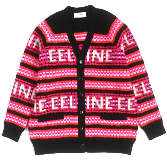 Celine 23AW 2ac22579s 100% Wool Logo Ski Jacquard Knit Oversized Logo Button