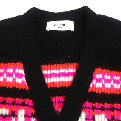 Celine 23AW 2ac22579s 100% Wool Logo Ski Jacquard Knit Oversized Logo Button