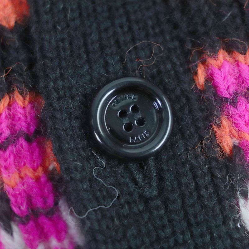 Celine 23AW 2ac22579s 100% Wool Logo Ski Jacquard Knit Oversized Logo Button